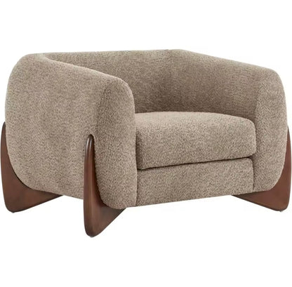 Green Accent Chair, Boucle Fabric Upholstered Club Chair