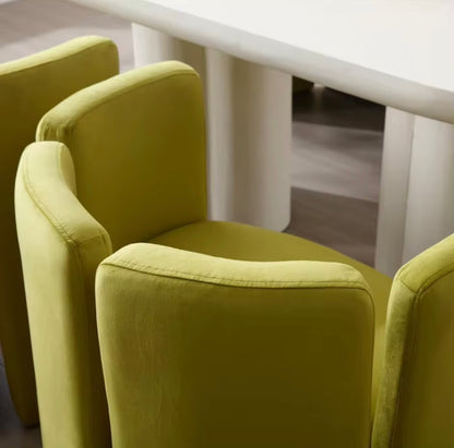 Velvet Upholstered Accent Chair, Green Barrel Side Chair