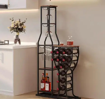 Freestanding Wine Rack, Wood Wine Storage Shelf (Holds 11 Bottles)