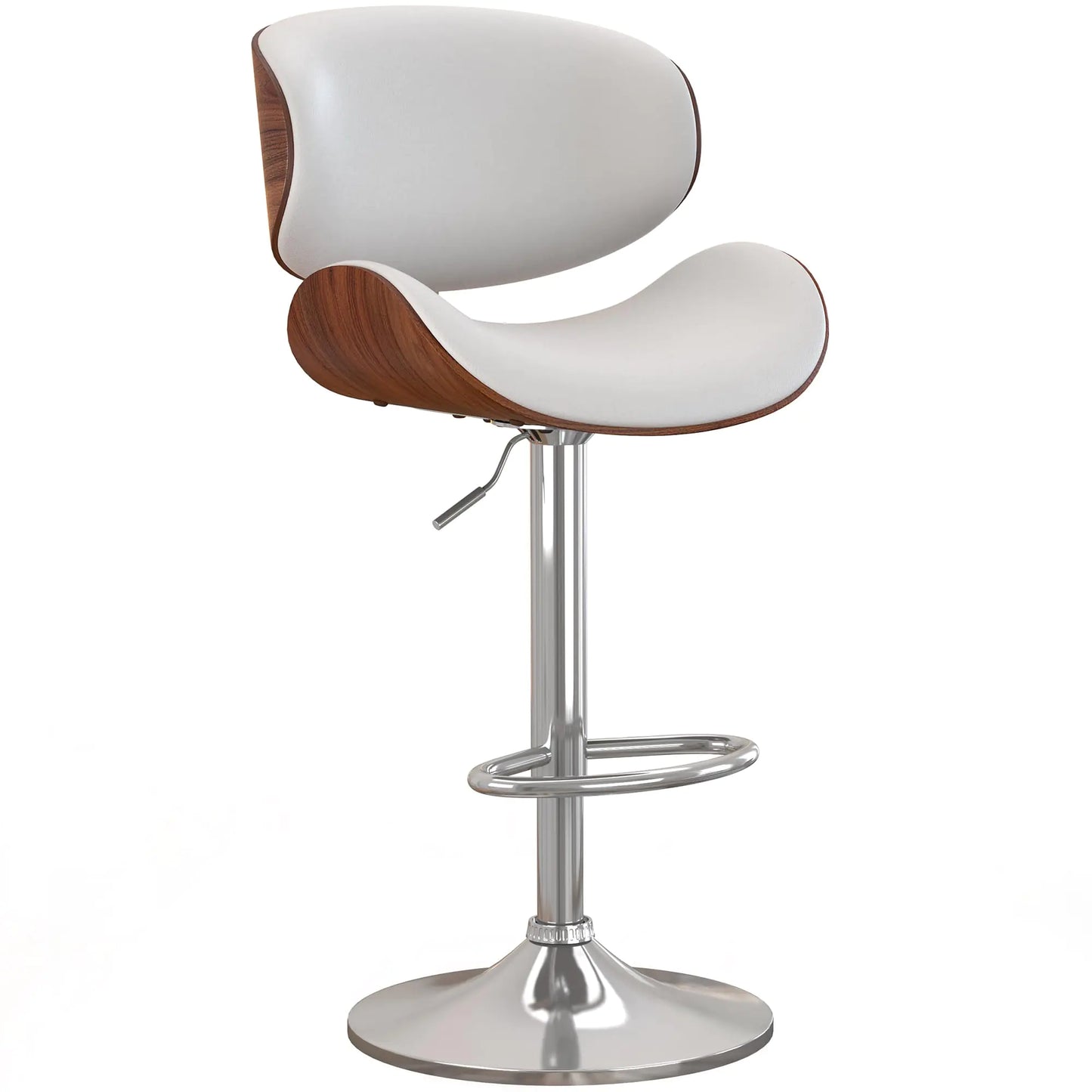 White Modern Swivel Bar Chairs with Backrest