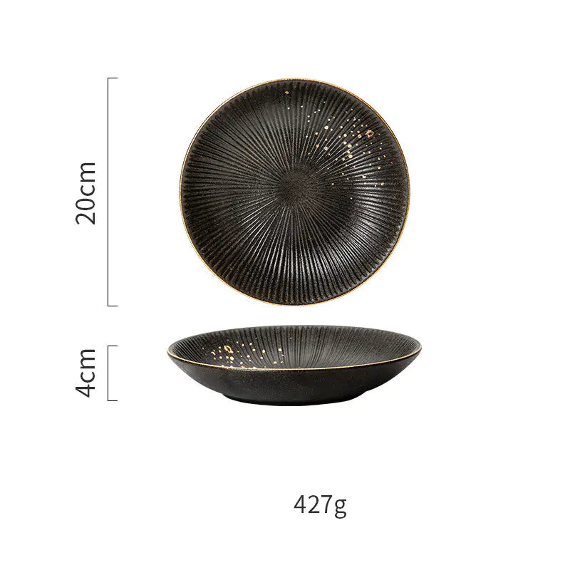 Nordic Black and Gold Trim Porcelain Dinnerware