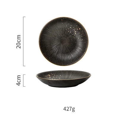Nordic Black and Gold Trim Porcelain Dinnerware