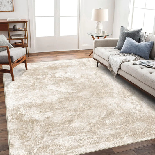 Non-Slip Large 9x12 Beige Boho Washable Rug