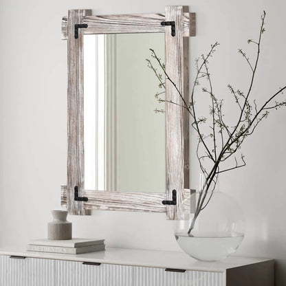 40"x28" Rustic Natural Wood Mirror - Bathroom Vanity Mirror