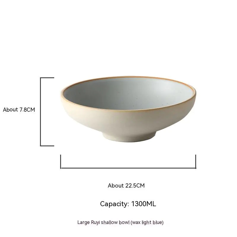 Large Porcelain Ceramic Bowl with Glaze Finish