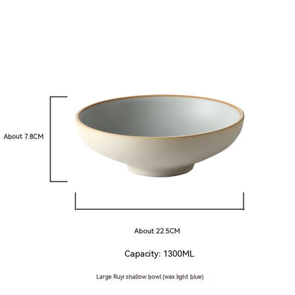 Large Porcelain Ceramic Bowl with Glaze Finish