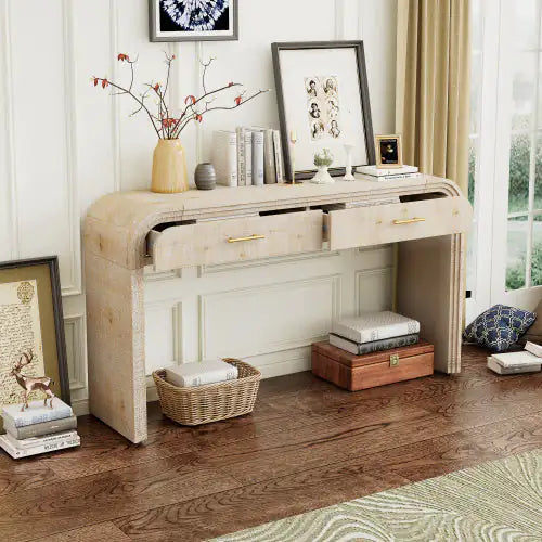 Retro Console Table with Drawers – Natural