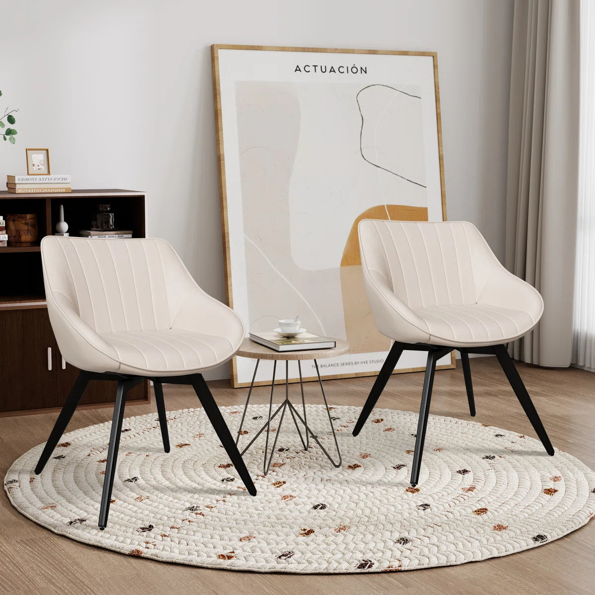 Set of 2 Upholstered Dining Chairs, White Modern Dining Chairs