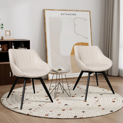 Set of 2 Upholstered Dining Chairs, White Modern Dining Chairs