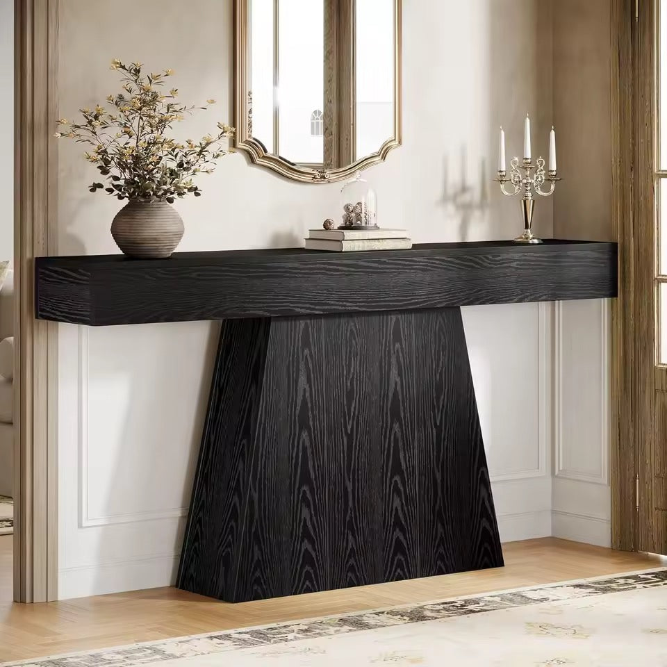 63” Black Farmhouse Console Table, Long Narrow Entryway Table