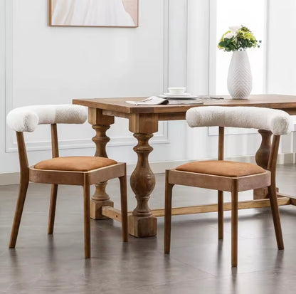 Set of 2 Upholstered Mid Century Pu Leather Dining Chairs