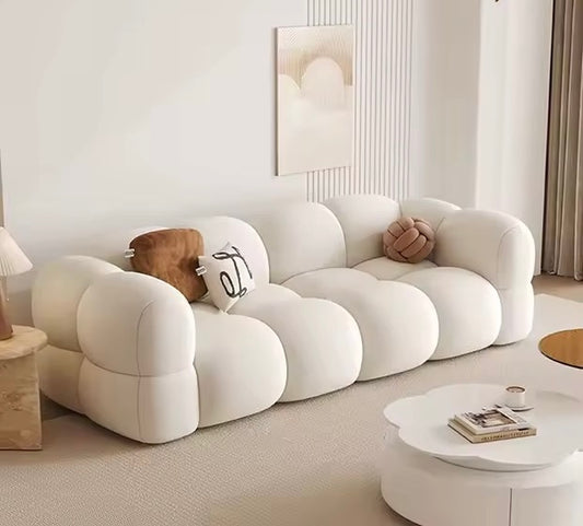 Cream Matte Velvet Loveseat Sofa for Small Living Rooms