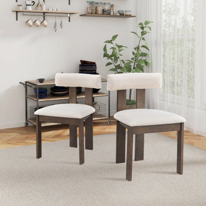 Set of 2 Modern Dining Chairs, Walnut Upholstered Dining Chairs