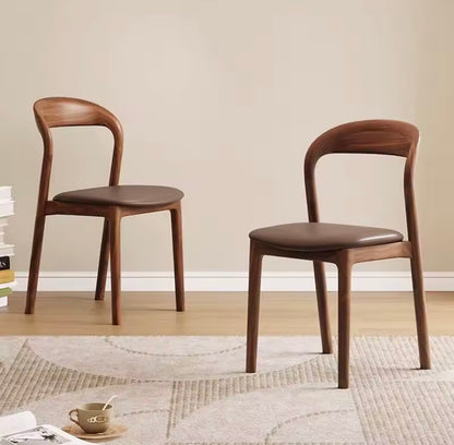 Italian Solid Wood Dining Chair, Medieval Style with Curved Backrest