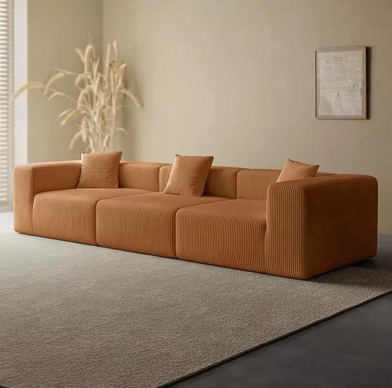 Vacuum-Compressed L-Shaped Corduroy Sectional Sofa