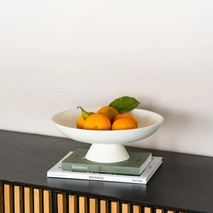 White Concrete Pedestal Fruit Bowl – Large