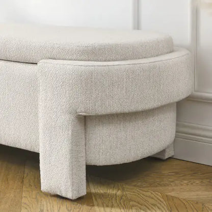 Linen Storage Bench with Upholstered Seat, Beige 51”