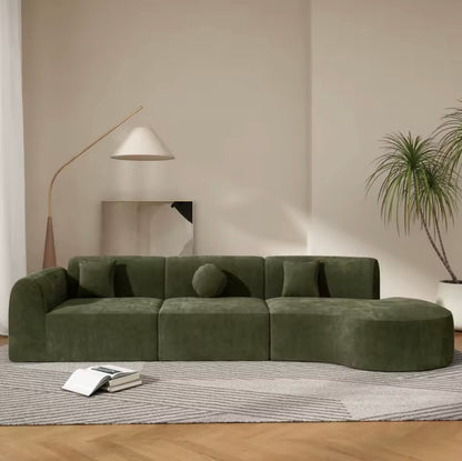 140” Modern Curved Sectional Sofa with Chaise, Oversized 3 Piece Set