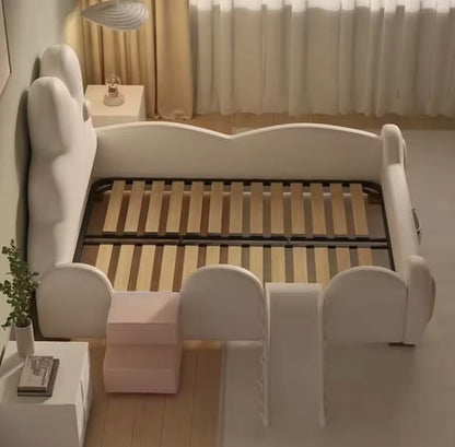 Bunny Ears Kids Bed with Slide & Ladder, Latex Mattress Included