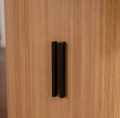 Modern Oval Wooden Dining Table with 2-Layer Storage Shelf