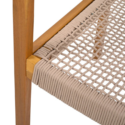 Set of 2 Teak Rope Outdoor Chairs – Acacia Wood Patio Chairs