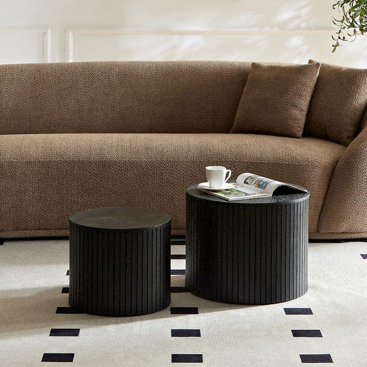 Black Round MDF Nesting Coffee Table Set of 2