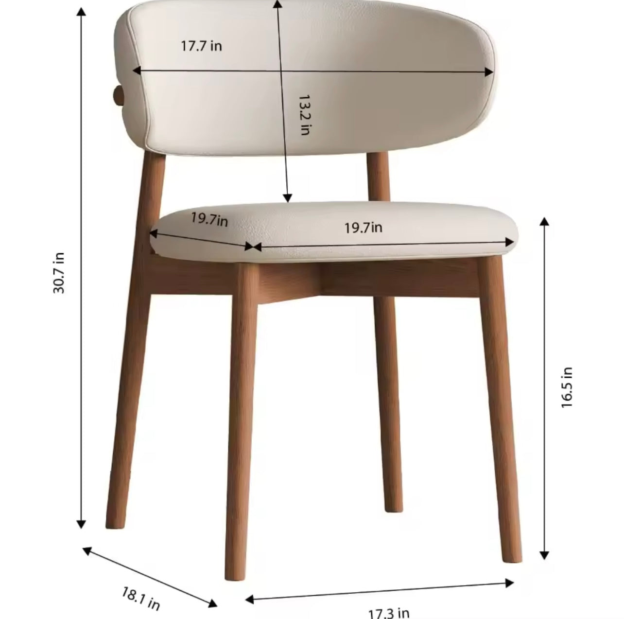 Set of 2 Faux Leather Dining Chairs with Solid Wood Legs