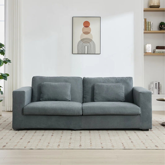 Gray-Teal 83" Modern 3 Seater Sofa with Detachable Cover