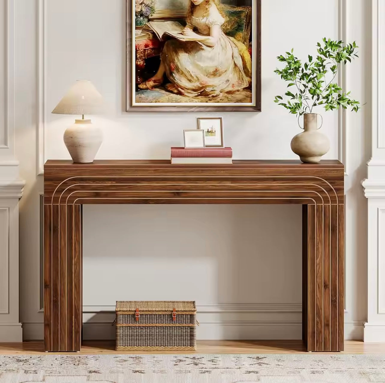 55” Wooden Entryway Table, Narrow Sofa Table for Hallway