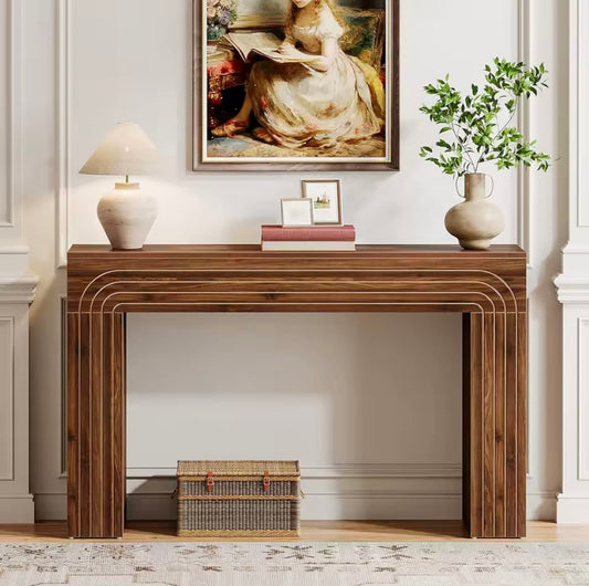 55” Wooden Entryway Table, Narrow Sofa Table for Hallway