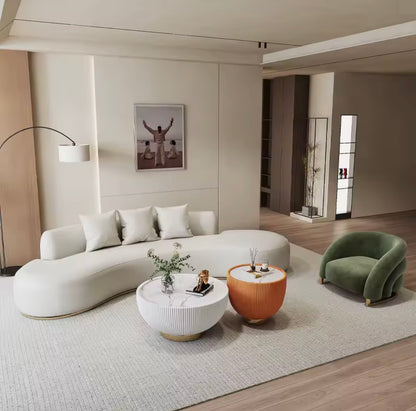 Italian Cream Contemporary Curved Sofa Sectional