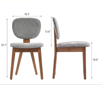 Set of 2 Chenille Upholstered Mid Century Dining Chairs