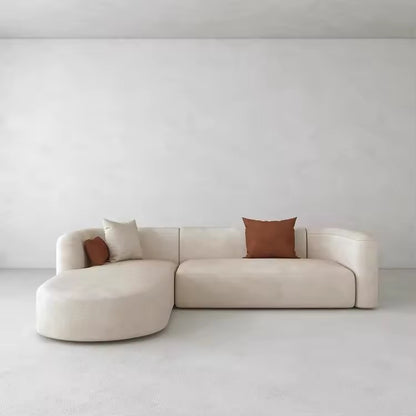 Modern Velvet L-Shape Sofa with Chaise, Deep Seat 3 Seater Sectional