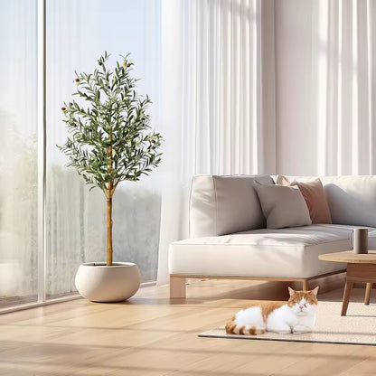 6ft Artificial Olive Tree, Realistic Indoor & Outdoor Faux Tree with Fruit