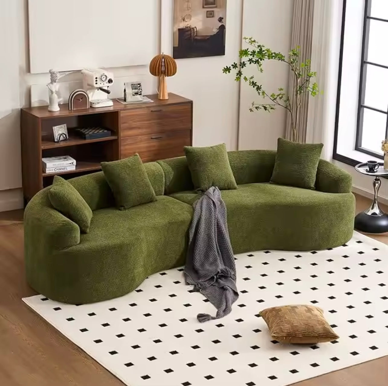 110.2” Luxury Curved Chenille Fabric Sectional Sofa