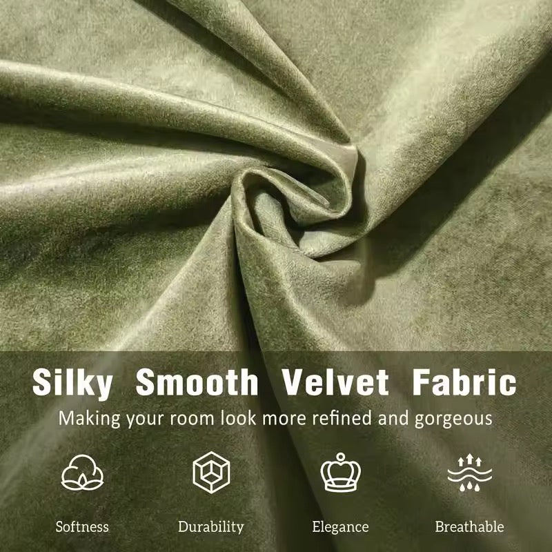 Olive Green King Size Velvet Platform Bed with Tufted Curved Headboard