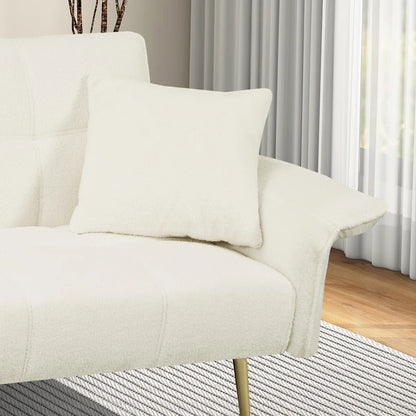 Beige Small Sofa - Convertible Sofa Bed with Armrests