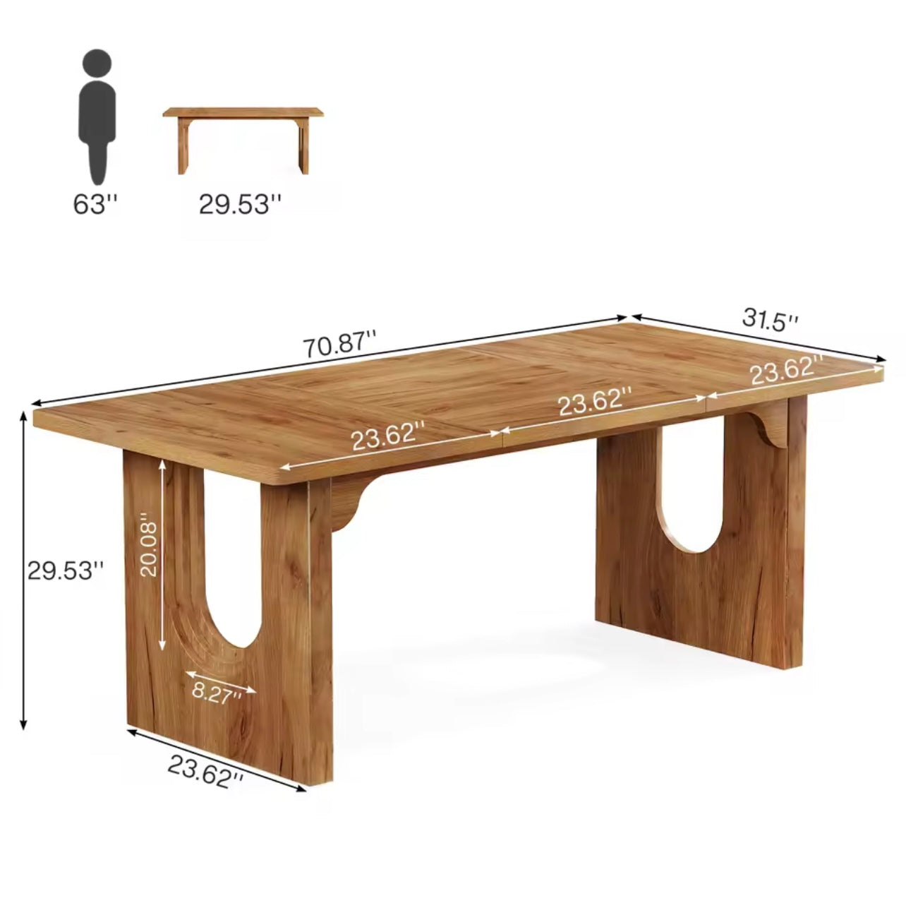 70.9” Large White Rectangular Dining Table for 6–8