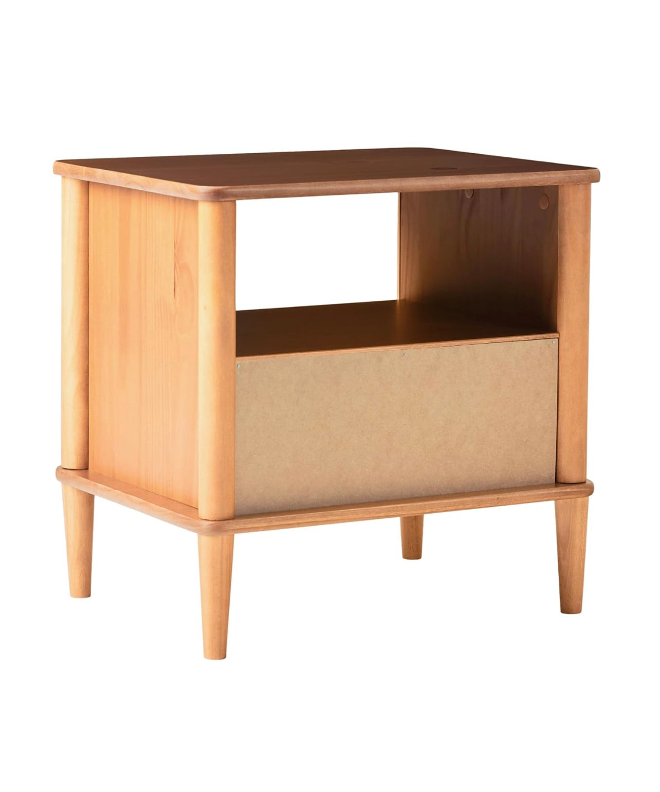 Solid Wood Spindle Nightstand Caramel Finish