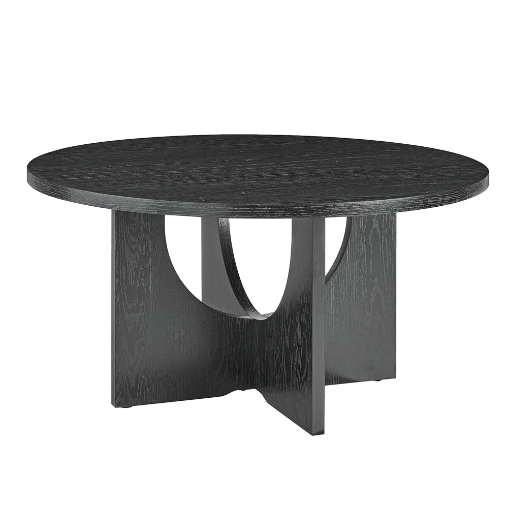 Modern Coffee Table, Minimalist Black Round Coffee Table, MDF Table