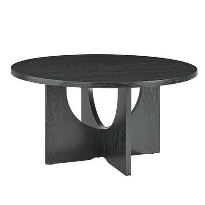 Modern Coffee Table, Minimalist Black Round Coffee Table, MDF Table