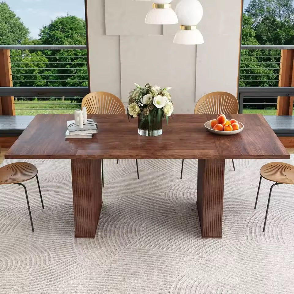 78” Large Rustic Rectangular Wooden  Dining Table for 6–10