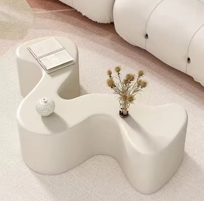 S-Shaped Sculptural Coffee Table, Fiberglass Modern Center Table