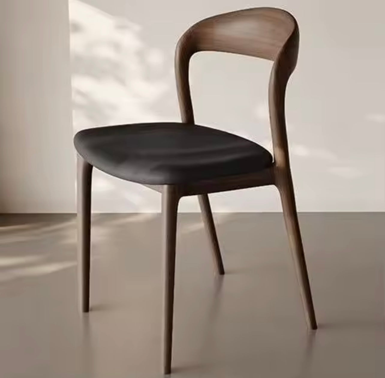 Italian Solid Wood Dining Chair, Medieval Style with Curved Backrest