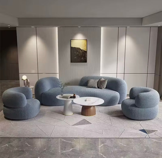 Modern Luxury Curved Lambswool Sofa, White