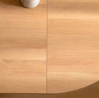 Modern Oval Wooden Dining Table with 2-Layer Storage Shelf