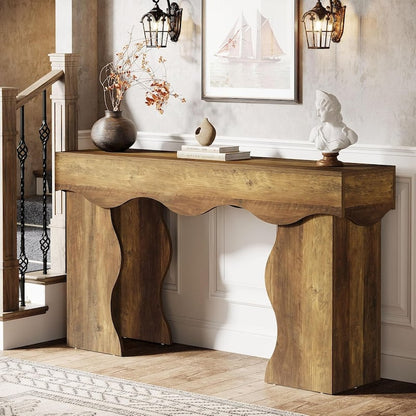 Retro Farmhouse Console Table, Modern Wood Entryway Table