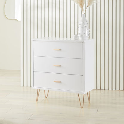 Monroe Solid Wood White Chest of 3 Drawers
