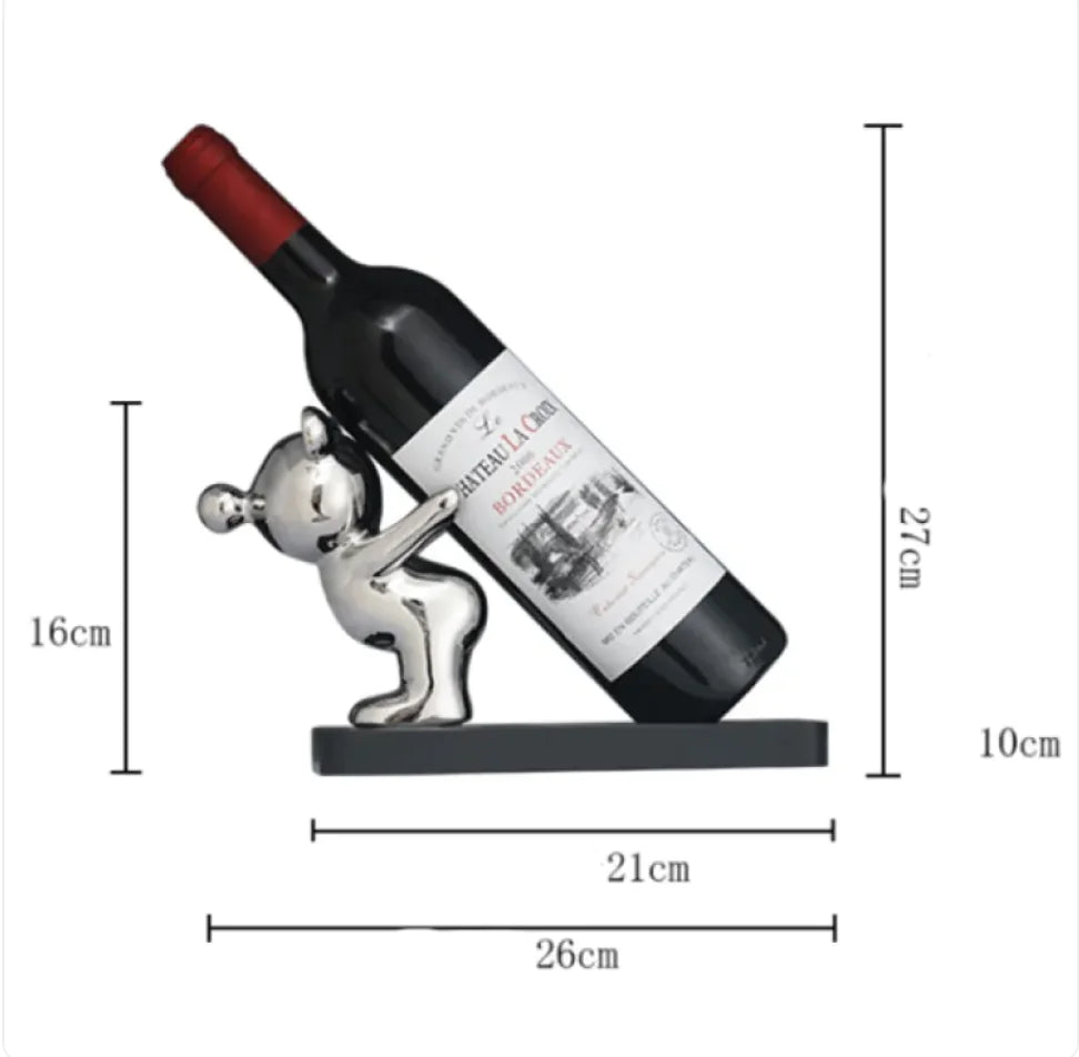 Luxury Bear Ceramic Wine Rack, Decorative Wine Holder