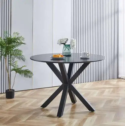42" Modern Round Dining Table, Black Pedestal Dining Table